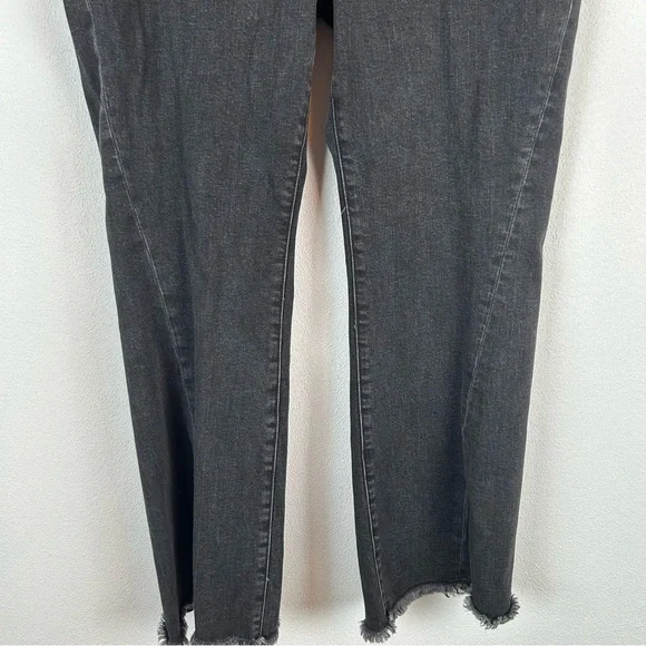 Pilcro Anthropologie High Rise Flare Black Jeans Front Seam Raw Hem 32 - Picture 7 of 15